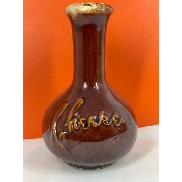 Vintage cheese shaker, large brown glaze shaker, pottery, farmhouse decor - Picture 4 of 10